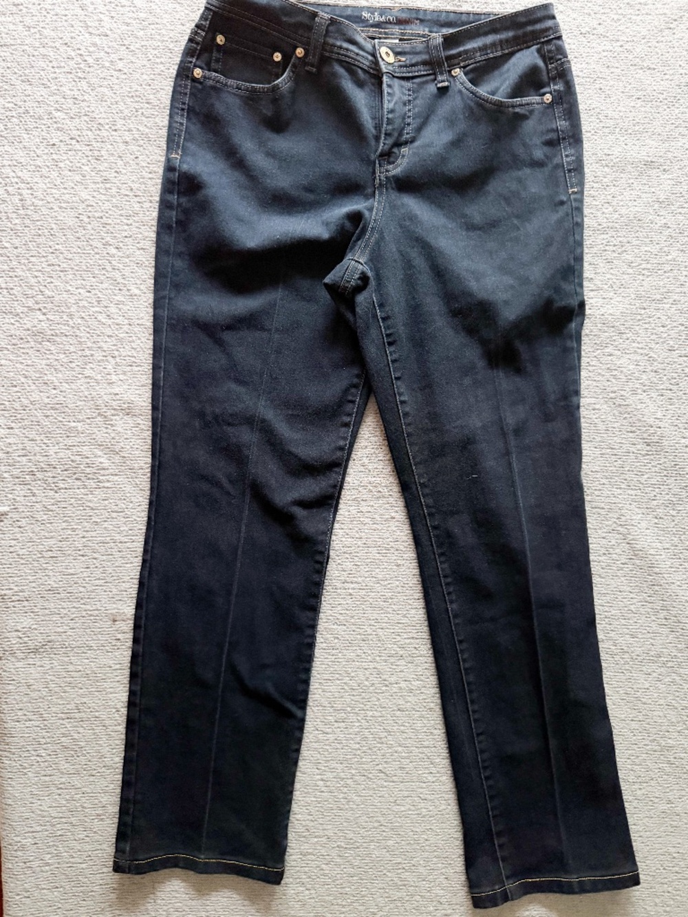 Women's Style & Co Size 6 Dark Blue Straight Leg Jeans Curvy Stretch Rhine